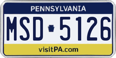 PA license plate MSD5126