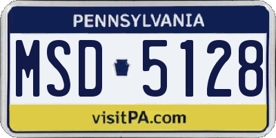 PA license plate MSD5128