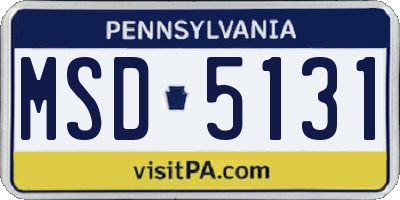 PA license plate MSD5131