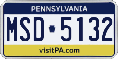 PA license plate MSD5132