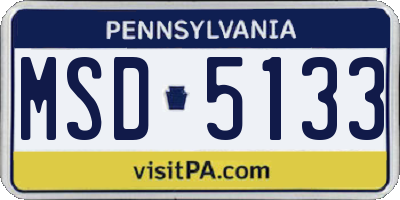 PA license plate MSD5133