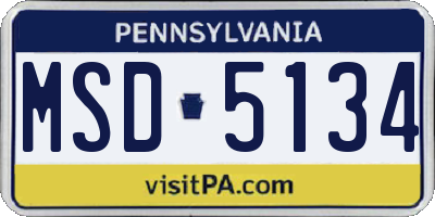 PA license plate MSD5134