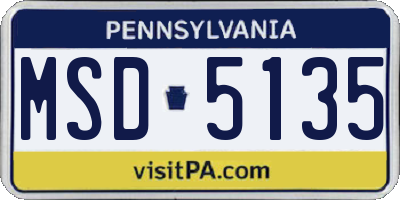 PA license plate MSD5135