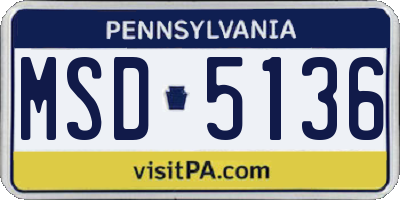 PA license plate MSD5136