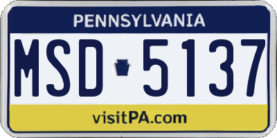 PA license plate MSD5137