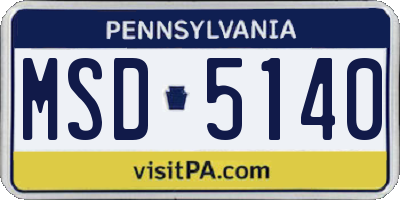 PA license plate MSD5140