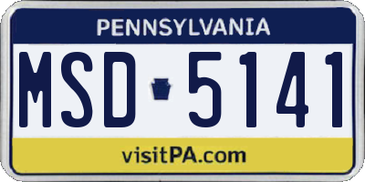 PA license plate MSD5141