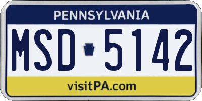 PA license plate MSD5142
