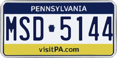 PA license plate MSD5144