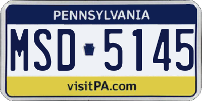 PA license plate MSD5145