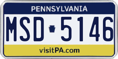 PA license plate MSD5146