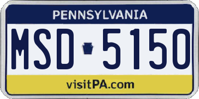 PA license plate MSD5150