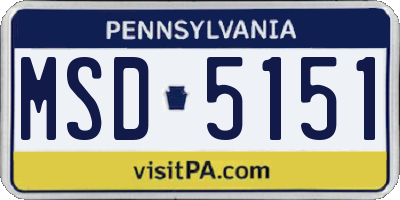 PA license plate MSD5151
