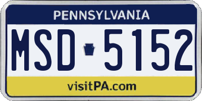 PA license plate MSD5152