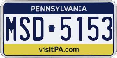 PA license plate MSD5153