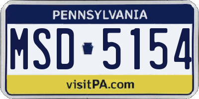 PA license plate MSD5154