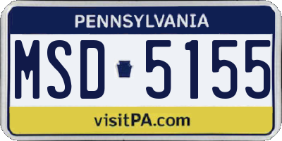 PA license plate MSD5155