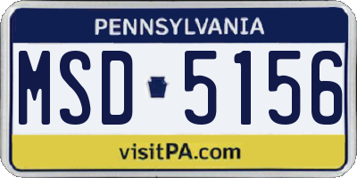 PA license plate MSD5156