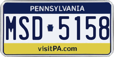 PA license plate MSD5158