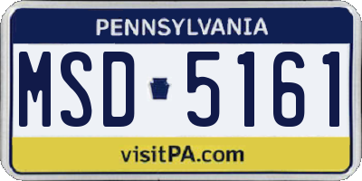 PA license plate MSD5161