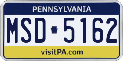 PA license plate MSD5162