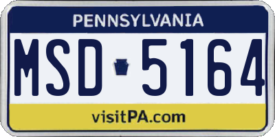 PA license plate MSD5164