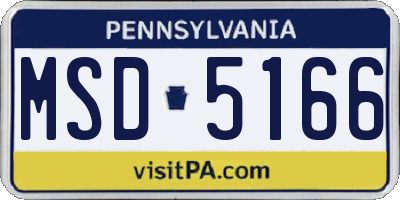 PA license plate MSD5166