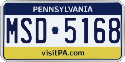 PA license plate MSD5168