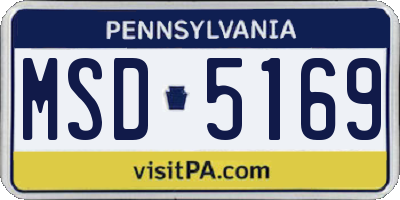 PA license plate MSD5169