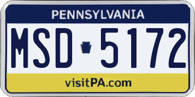 PA license plate MSD5172