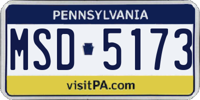PA license plate MSD5173