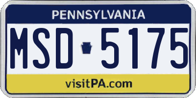 PA license plate MSD5175