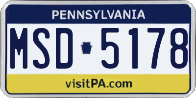 PA license plate MSD5178