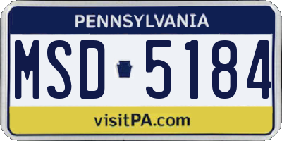 PA license plate MSD5184