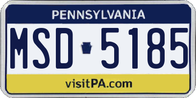 PA license plate MSD5185