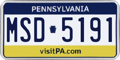 PA license plate MSD5191