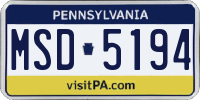 PA license plate MSD5194