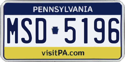 PA license plate MSD5196