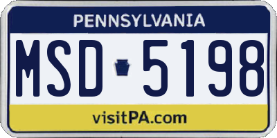 PA license plate MSD5198