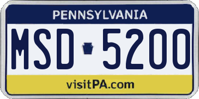 PA license plate MSD5200