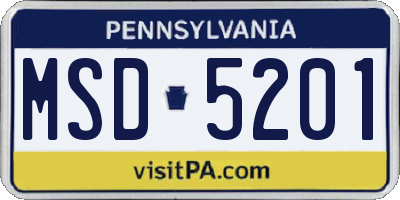 PA license plate MSD5201