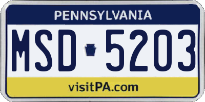 PA license plate MSD5203