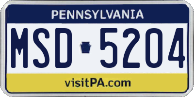 PA license plate MSD5204