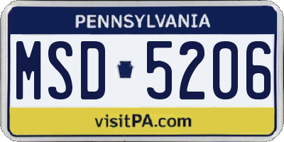 PA license plate MSD5206