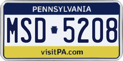 PA license plate MSD5208