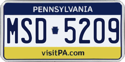 PA license plate MSD5209