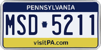 PA license plate MSD5211