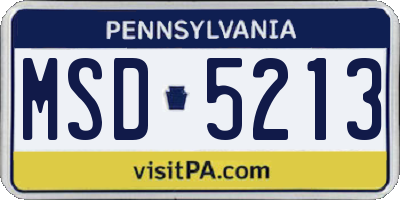 PA license plate MSD5213