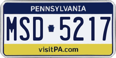 PA license plate MSD5217