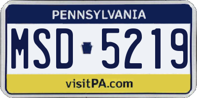 PA license plate MSD5219